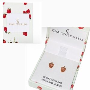 Charlotte & Lexi NWT Gold Plated Sterling Silver 925 Strawberry Stud Earrings